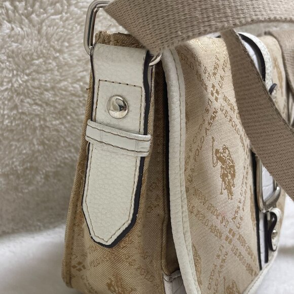 Vintage Ralph Lauren US Polo Small Purse Cotton Polyester Tan/White - Picture 5 of 10